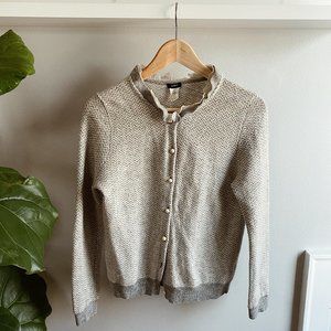 J.Crew Gray/White Wool Cardigan Sweater